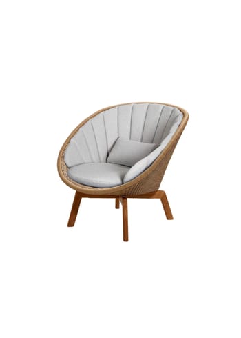 Cane-line - Stoel - Peacock lounge chair OUTDOOR - Frame: Cane-line Weave, Natural / Cushion: Selected PP, Light Grey