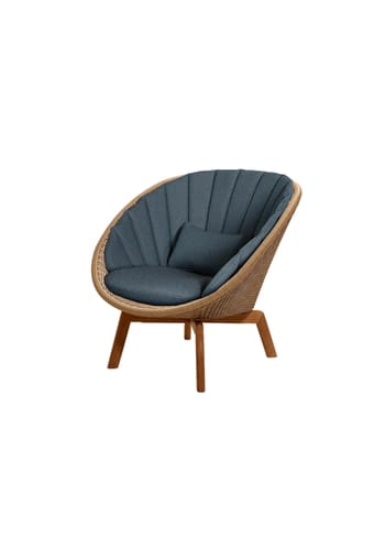 Cane-line - Stol - Peacock lounge chair OUTDOOR - Frame: Cane-line Weave, Natural / Cushion: Selected PP, Dark Blue