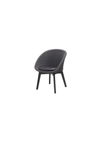 Cane-line - Stol - Peacock chair INDOOR - Frame: Cane-line Soft Rope, Dark Grey, Black Teak Legs / Cushion: Leather, Black