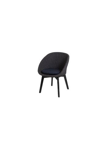 Cane-line - Stol - Peacock chair INDOOR - Frame: Cane-line Soft Rope, Dark Grey, Black Teak Legs / Cushion: Selected PP, Dark Blue