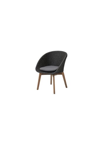Cane-line - Stol - Peacock chair INDOOR - Frame: Cane-line Soft Rope, Dark Grey, Teak Legs / Cushion: Cane-line Natté, Grey