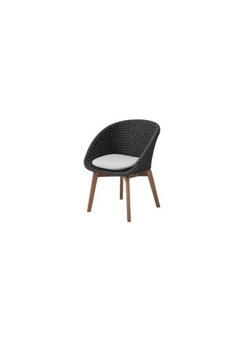 Cane-line - Chair - Peacock chair INDOOR - Frame: Cane-line Soft Rope, Dark Grey, Teak Legs / Cushion: Cane-line Natté, Light Grey