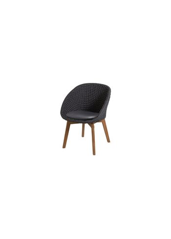 Cane-line - Stol - Peacock chair INDOOR - Frame: Cane-line Soft Rope, Dark Grey, Teak Legs / Cushion: Leather, Black