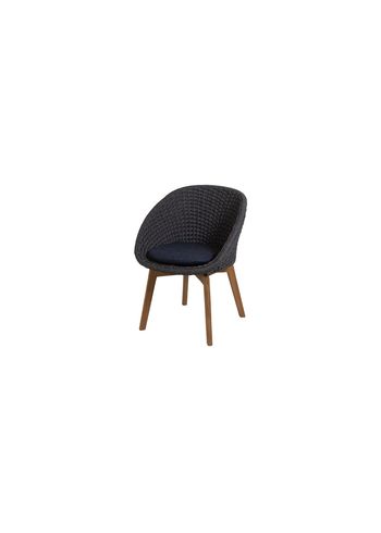 Cane-line - Stol - Peacock chair INDOOR - Frame: Cane-line Soft Rope, Dark Grey, Teak Legs / Cushion: Selected PP, Dark Blue