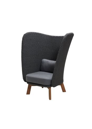 Cane-line - Chair - Peacock Wing highback chair - Frame: Cane-line Soft Rope, Dark Grey, Teak Legs - Incl. Cane-line Natté Cushions