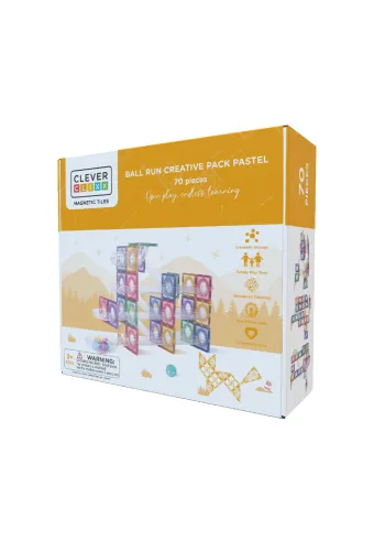 Cleverclixx - Jouets - Ball Run Creative Pack Pastel 70 pieces - Pastel