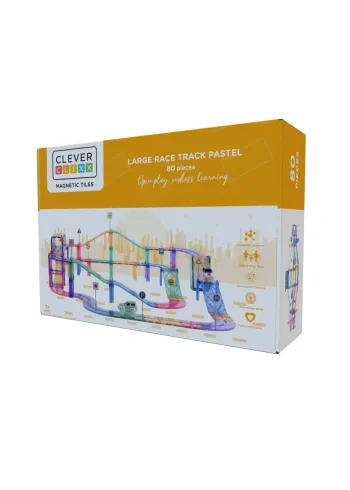 Cleverclixx - Zabawki - Large Race Track Pastel | 80 pieces - Pastel