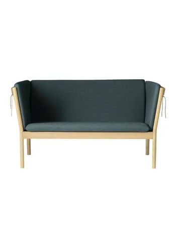 FDB Møbler / Furniture - Pohovka pro 2 osoby - J148 2 pers by Erik Ole Jørgensen - Eg, Natur, Lakeret / Uld, Mørkegrøn