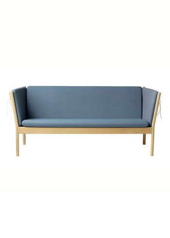 FDB Møbler / Furniture - Sofa 3 osobowa - J149 3 pers by Erik Ole Jørgensen - Eg, Natur, Lakeret / Uld, Støvet Blå