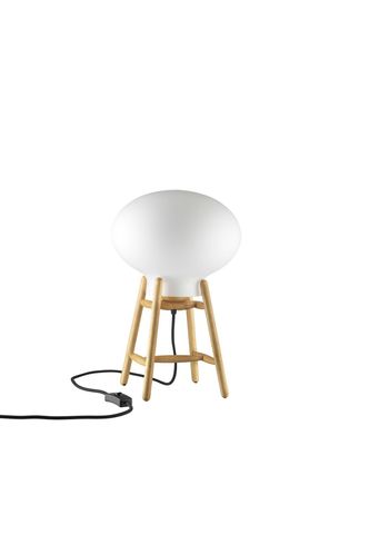 FDB Møbler / Furniture - Bordlampe - U4 - Hiti - Bordlampe - Eg, natur/ Sort ledning/ opalt glas