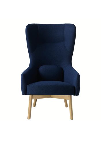 FDB Møbler / Furniture - Nojatuoli - L35 Gesja by Foersom & Hiort-Lorenzen - Oak / Wool - Natural / Dark Blue