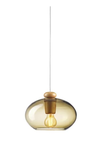 FDB Møbler / Furniture - Hängande lampa - U2 - Hiti - Eg, natur / Hvid ledning/ Kobberfarvet glas