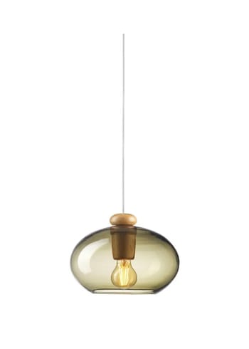 FDB Møbler / Furniture - Pendant lamp - U2 - Hiti - Eg, natur / Hvid ledning/ Røgfarvet glas
