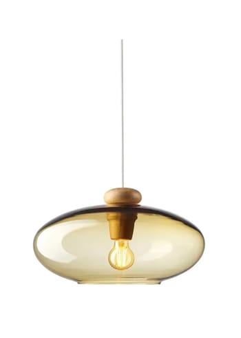 FDB Møbler / Furniture - Hängande lampa - U3 - Hiti - Pendel - Eg / Hvid ledning / Kobberfarvet glas