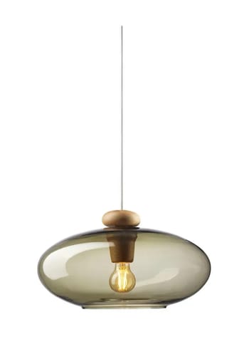 FDB Møbler / Furniture - Hängande lampa - U3 - Hiti - Pendel - Eg / Hvid ledning / Røgfarvet glas