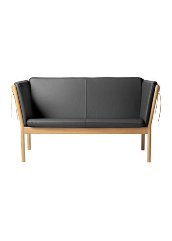 FDB Møbler / Furniture - Sohva - J148 2 pers af Erik Ole Jørgensen - Eg, Natur, Lakeret / Sort Læder