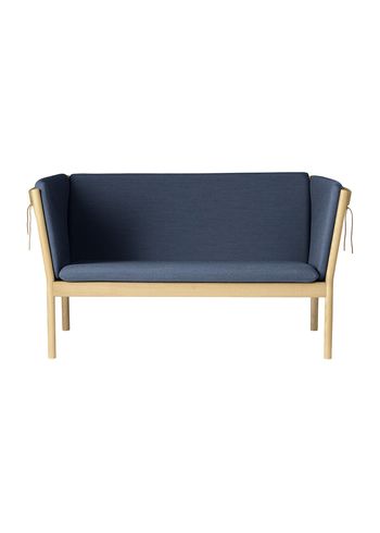 FDB Møbler / Furniture - Sofa - J148 2 pers af Erik Ole Jørgensen - Eg, Natur, Lakeret / Uld, Mørkeblå