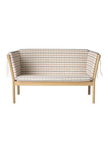 FDB Møbler / Furniture - Couch - J148 2 pers by Erik Ole Jørgensen - Eg, Natur, Lakeret / Uld, Rødternet Hestedækken