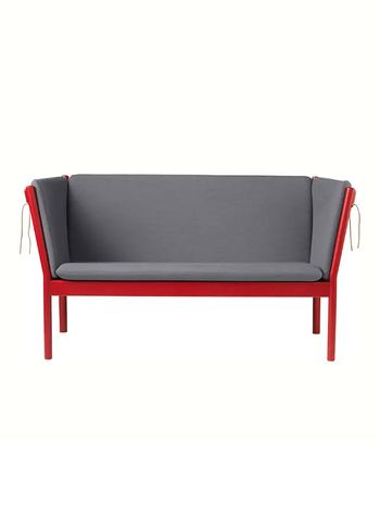 FDB Møbler / Furniture - Sohva - J148 2 pers af Erik Ole Jørgensen - Eg, Ruby Red, Malet / Uld, Antracitgrå