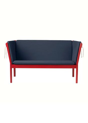 FDB Møbler / Furniture - Sofa - J148 2 pers by Erik Ole Jørgensen - Eg, Ruby Red, Malet / Uld, Mørkeblå