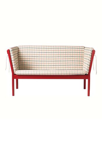 FDB Møbler / Furniture - Couch - J148 2 pers by Erik Ole Jørgensen - Eg, Ruby Red / Uld, Rødternet Hestedækken