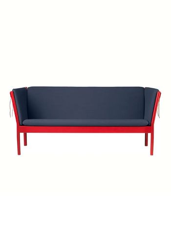 FDB Møbler / Furniture - Sofá - J149 3 pers by Erik Ole Jørgensen - Eg, Ruby Red, Malet / Uld, Mørkeblå
