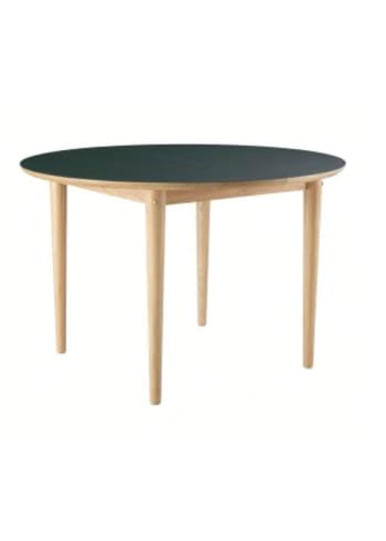 FDB Møbler / Furniture - Eettafel - C62E Bjørk by Unit10 - Oak Nature / Green Linoleum