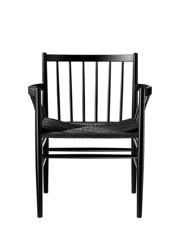 FDB Møbler / Furniture - Stoel - J81 by Jørgen Bækmark - Black Beech/Black Wicker