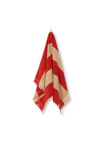 Ferm Living - Bath towel - Alee Towel - Light Camel / Red / Hand Towel