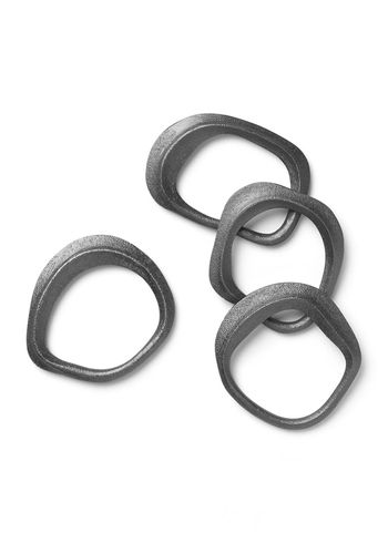 Ferm Living - Colocar tapete - Flow Napkin Rings - Set of 4 - Black Brass