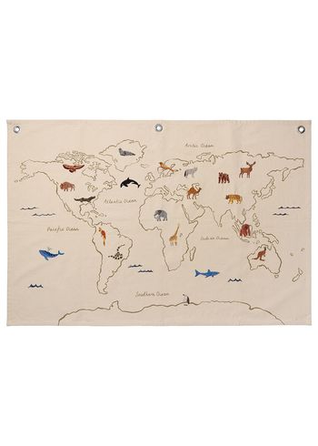 Ferm Living - Decoratie - The World Textile Map - Offwhite
