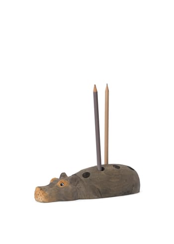 Ferm Living - - Hippo Pencil Holder - Hippo Pencil Holder - Hand-carved