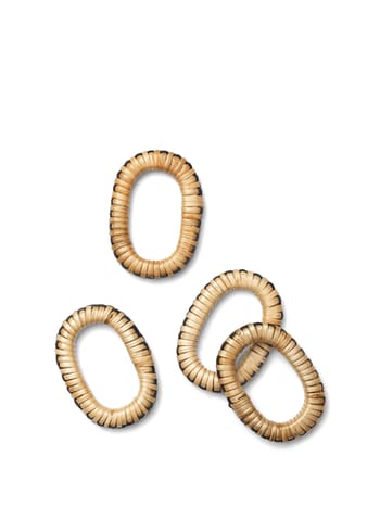 Ferm Living - - Weave Napkin Rings - Weave Napkin Rings - Set of 4 - Natural/Black