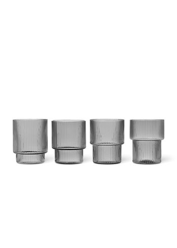 Ferm Living - Szkło - Ripple Glass (Set of 4) - Smoked Grey