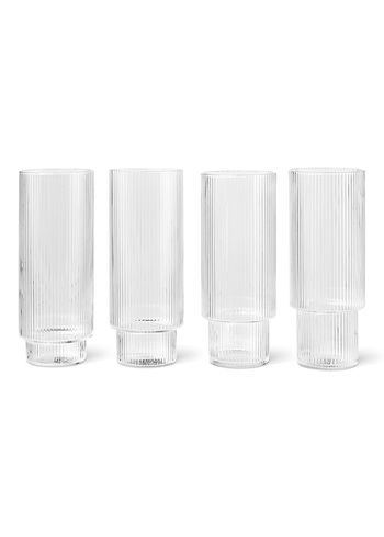 Ferm Living - Glas - Ripple Long Drink Glass (Set of 4) - Clear