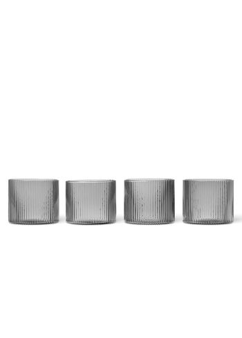 Ferm Living - Vidrio - Ripple Low Glass (Set of 4) - Smoked Grey