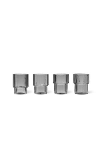 Ferm Living - Lasi - Ripple Small Glass (Set of 4) - Smoked Grey
