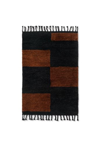 Ferm Living - Teppich - Mara Knotted Rug - Black/Chocolate Stor