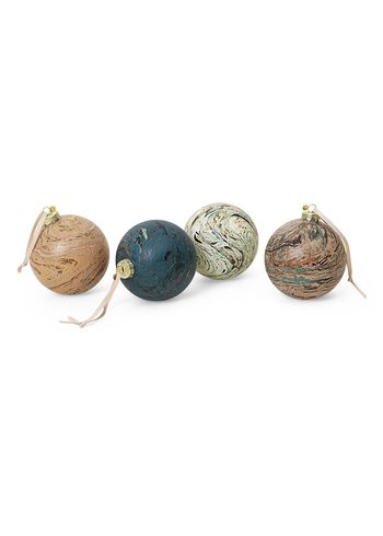 Ferm Living - Joulupallo - Marble Baubles - L - Set of 4 - Mixed