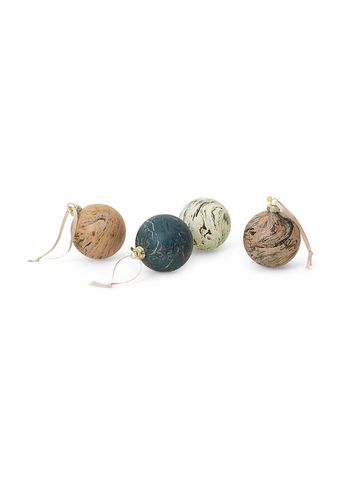 Ferm Living - Joulupallo - Marble Baubles - M - Set of 4 - Mixed