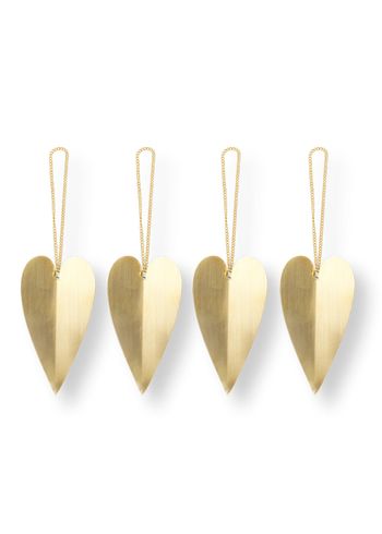 Ferm Living - Kerstversiering - Brass Ornament - Set of 4 - Heart