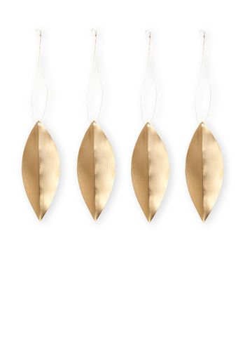 Ferm Living - Joulukoristeet - Brass Ornament - Set of 4 - Leaf