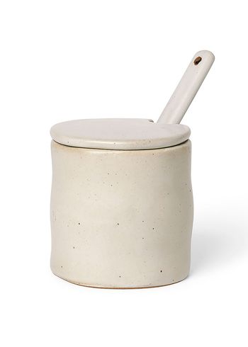 Ferm Living - Jar - Flow Jar w. Spoon - Off-White / Speckle