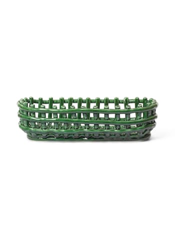Ferm Living - Korg - Ceramic Basket - Oval - Emerald Green