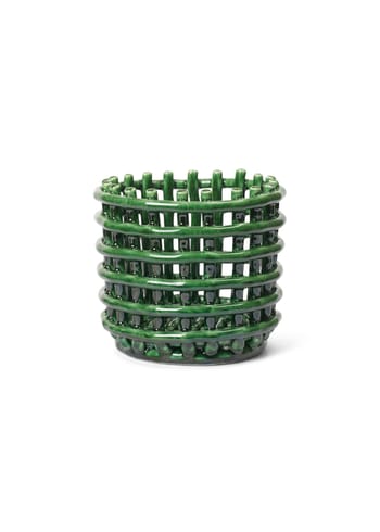 Ferm Living - Cestino - Ceramic Basket - Small - Emerald Green