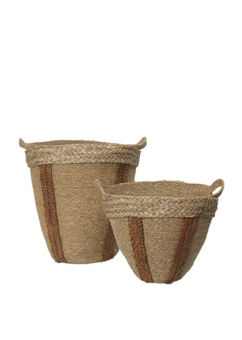 Ferm Living - Panier - Mar Woven Baskets - Set of 2 - Natural/Red Brown