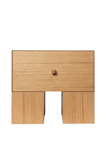 Ferm Living - Nachttafel - Kuben Bedside Table 1x1 - Natural Oak Veneer