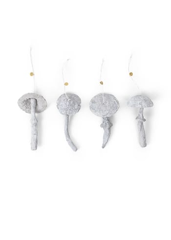 Ferm Living - Ophæng - Mushroom Ornaments - Mushroom Ornaments - Set of 4 - Faded White