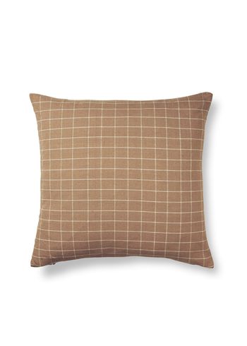 Ferm Living - Pudebetræk - Brown Cotton Cushion Cover - Check