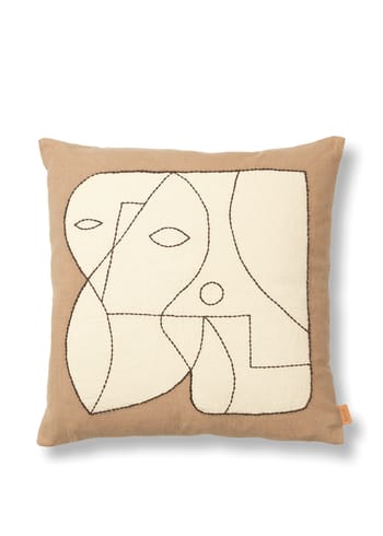 Ferm Living - Pudebetræk - Figure Cushion Cover - Figure Cushion Cover - Dark Taupe/Off-wh